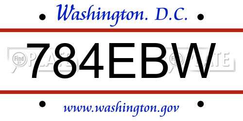 784EBW District Of Columbia License Plate