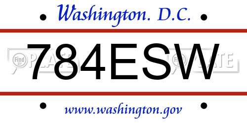 784ESW District Of Columbia License Plate