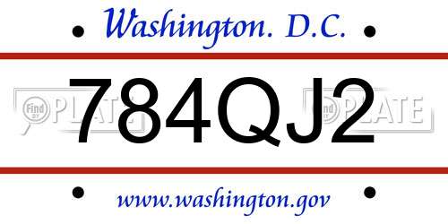 784QJ2 District Of Columbia License Plate
