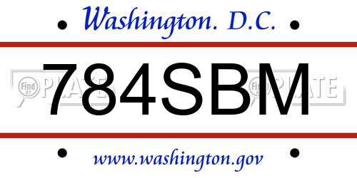 784SBM District Of Columbia License Plate