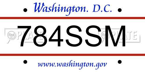 784SSM District Of Columbia License Plate