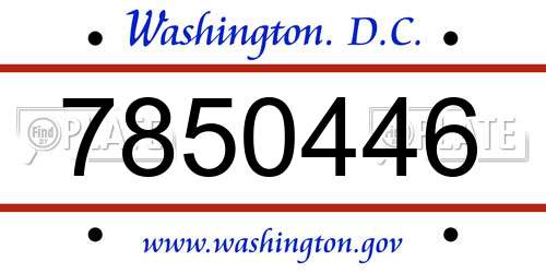 7850446 District Of Columbia License Plate