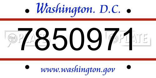 7850971 District Of Columbia License Plate