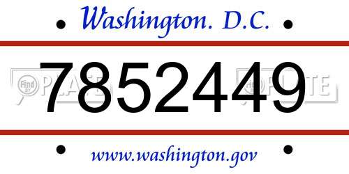 7852449 District Of Columbia License Plate