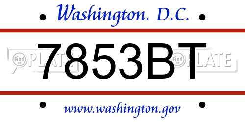 7853BT District Of Columbia License Plate