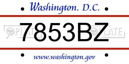 7853BZ District Of Columbia License Plate