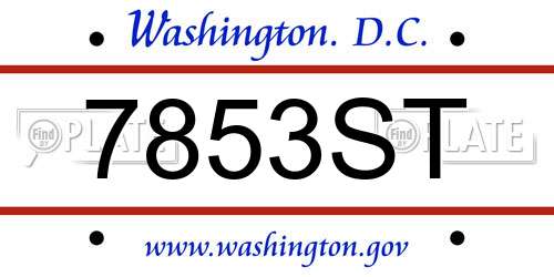 7853ST District Of Columbia License Plate
