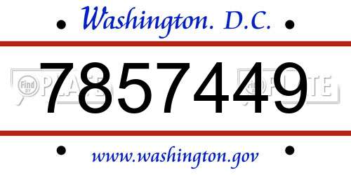 7857449 District Of Columbia License Plate