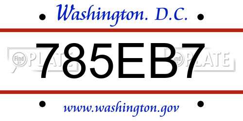 785EB7 District Of Columbia License Plate