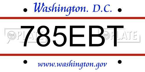 785EBT District Of Columbia License Plate