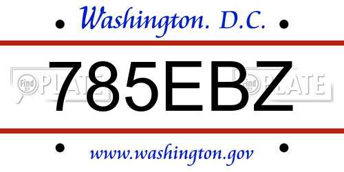 785EBZ District Of Columbia License Plate