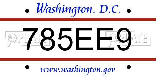 785EE9 District Of Columbia License Plate