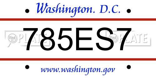 785ES7 District Of Columbia License Plate