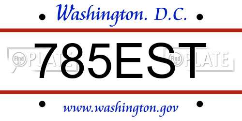 785EST District Of Columbia License Plate