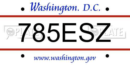 785ESZ District Of Columbia License Plate