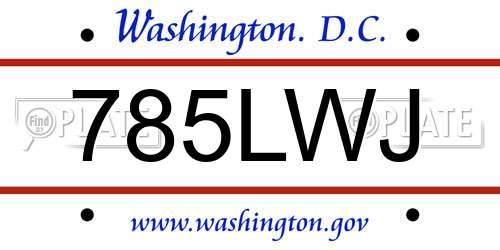 785LWJ District Of Columbia License Plate