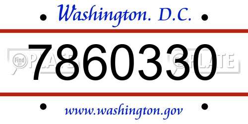 7860330 District Of Columbia License Plate