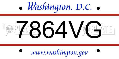 7864VG District Of Columbia License Plate