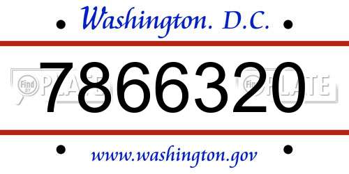 7866320 District Of Columbia License Plate