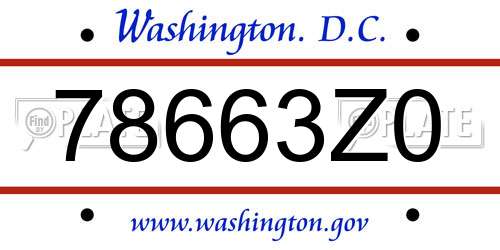 78663Z0 District Of Columbia License Plate