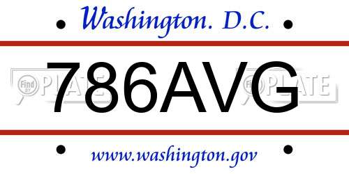 786AVG District Of Columbia License Plate