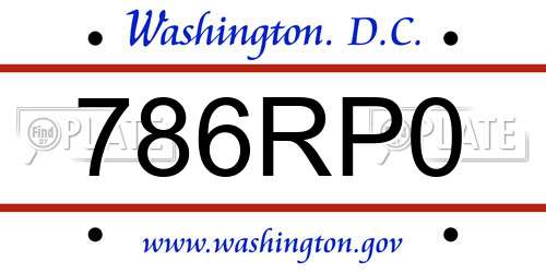 786RP0 District Of Columbia License Plate
