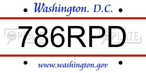 786RPD District Of Columbia License Plate