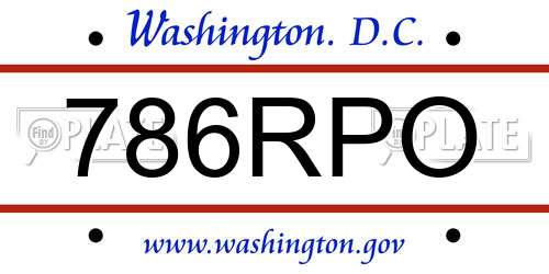 786RPO District Of Columbia License Plate
