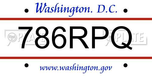 786RPQ District Of Columbia License Plate