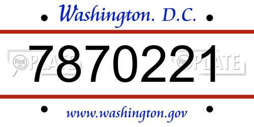 7870221 District Of Columbia License Plate