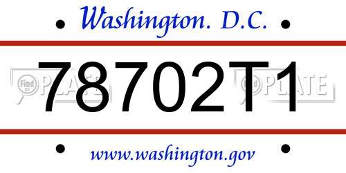 78702T1 District Of Columbia License Plate