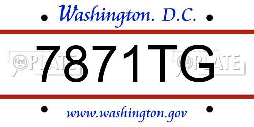 7871TG District Of Columbia License Plate