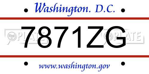 7871ZG District Of Columbia License Plate