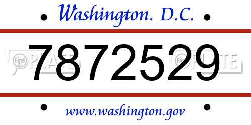 7872529 District Of Columbia License Plate