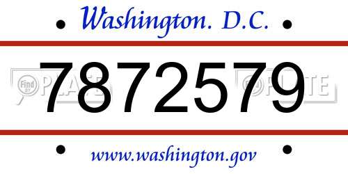 7872579 District Of Columbia License Plate