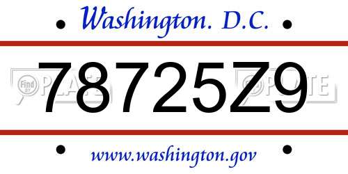 78725Z9 District Of Columbia License Plate