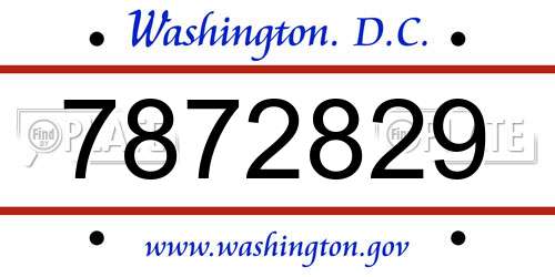 7872829 District Of Columbia License Plate