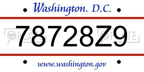 78728Z9 District Of Columbia License Plate