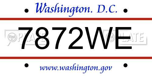 7872WE District Of Columbia License Plate