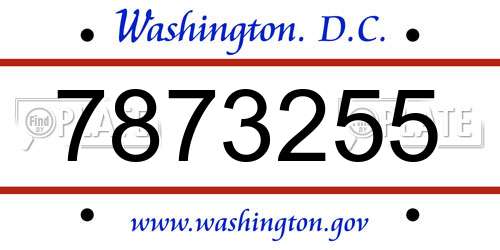 7873255 District Of Columbia License Plate