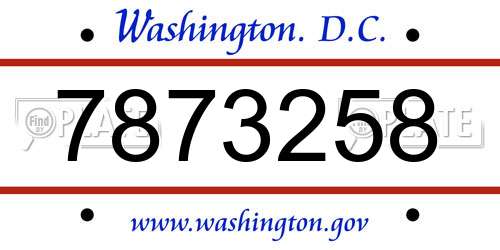 7873258 District Of Columbia License Plate