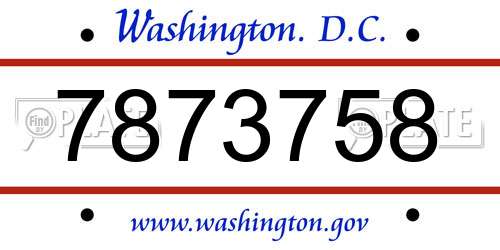 7873758 District Of Columbia License Plate