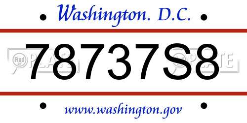 78737S8 District Of Columbia License Plate