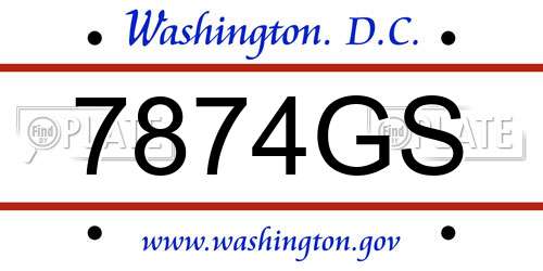 7874GS District Of Columbia License Plate
