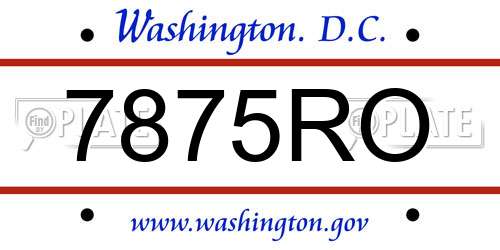 7875RO District Of Columbia License Plate