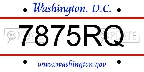 7875RQ District Of Columbia License Plate