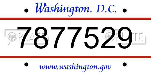 7877529 District Of Columbia License Plate