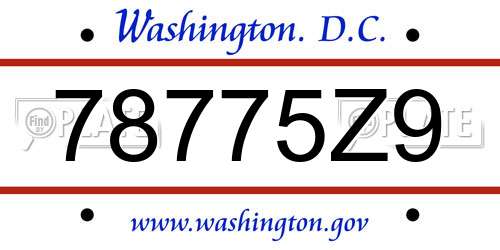 78775Z9 District Of Columbia License Plate