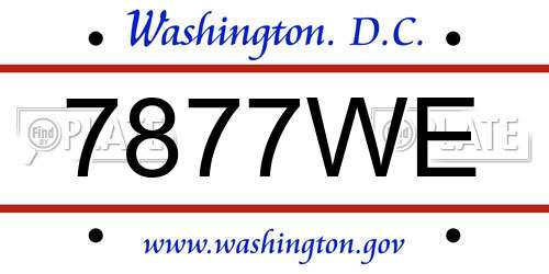 7877WE District Of Columbia License Plate
