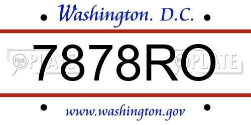 7878RO District Of Columbia License Plate